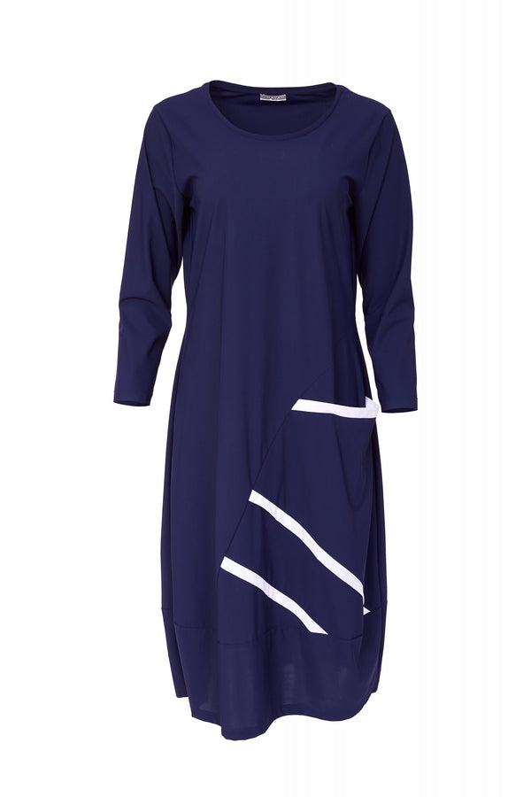 Contrast Insets Dress - French Blue/white