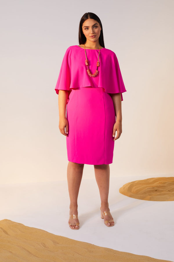 Shawl Effect Dress - Hot Pink