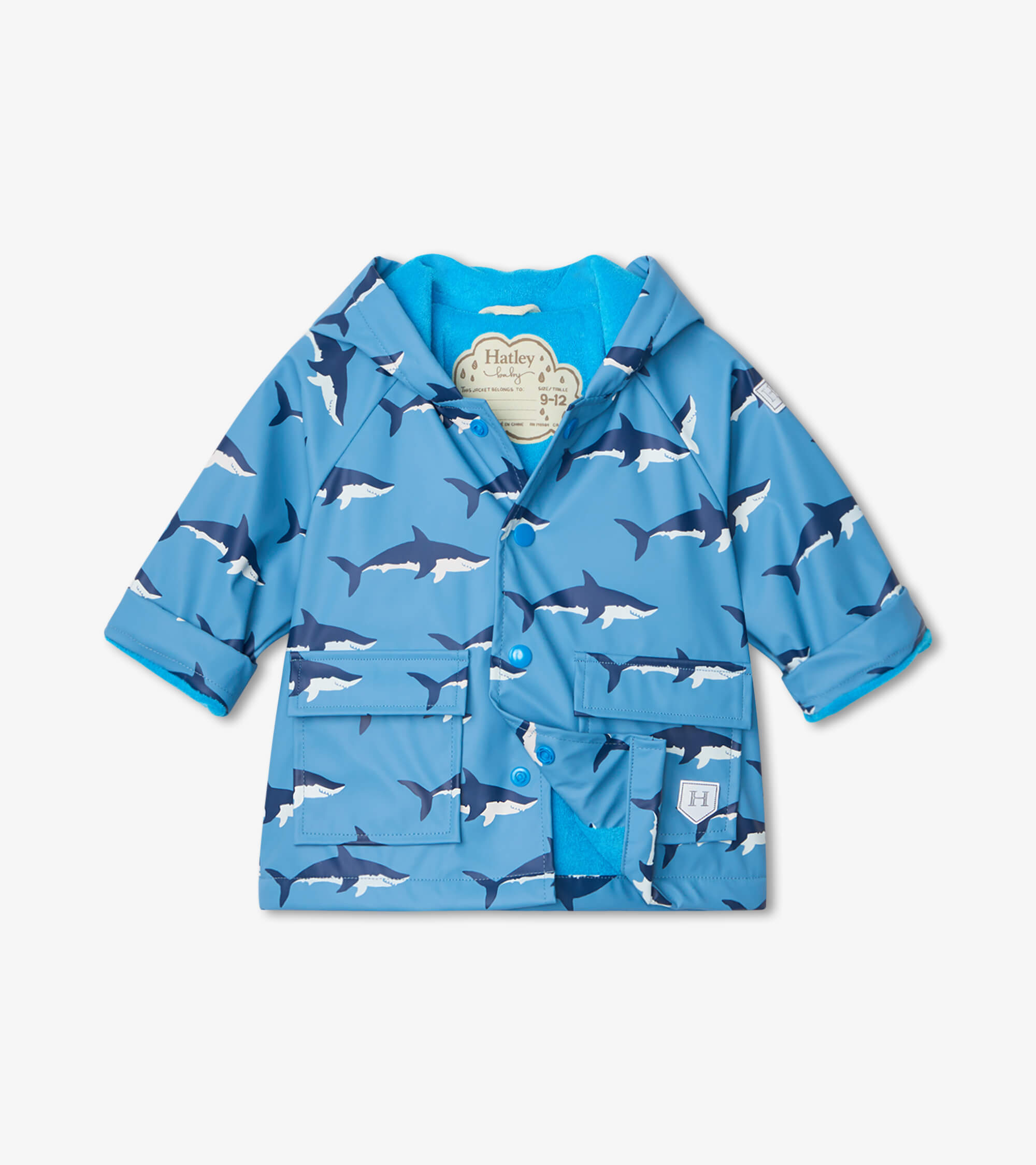 Swimming Sharks Colour Changing Raincoat Blue Shadow