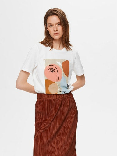 Abstract Face T-shirt - Bright White/print