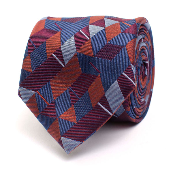 Geometrical Silk Tie - Bordeaux