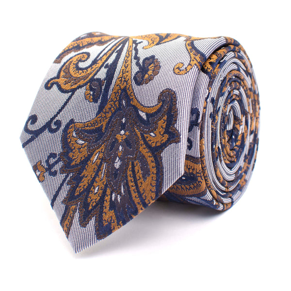 Paisley Design Silk Tie - Brown
