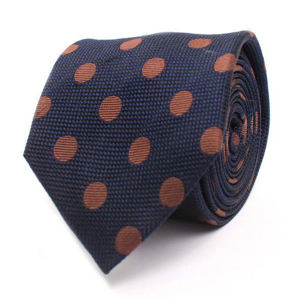 Silk Tie With Coloured Dot - Brown