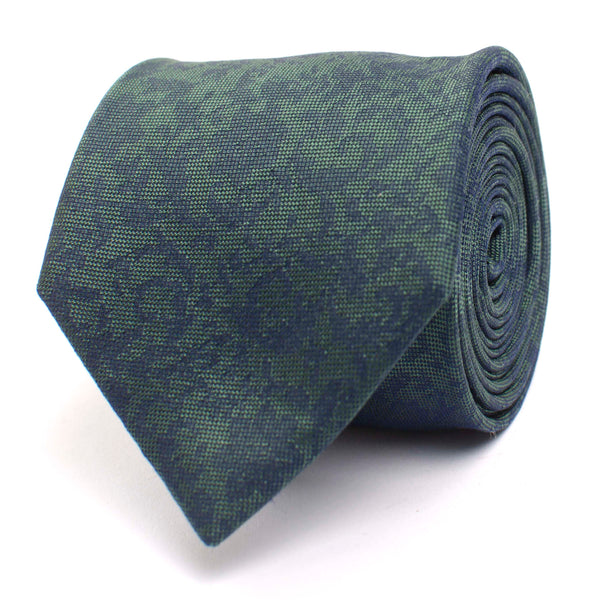 Silk Tie With Flower Detail - Green