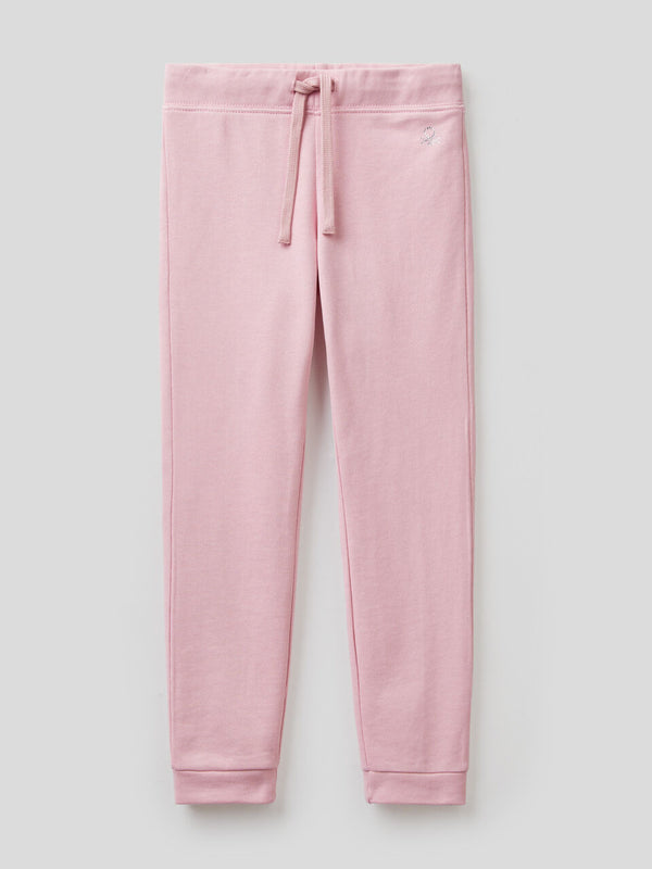 Girls Plain Joggers With Logo - Pink