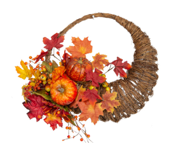 20 Inch Wreath With Mixed Pumpkins