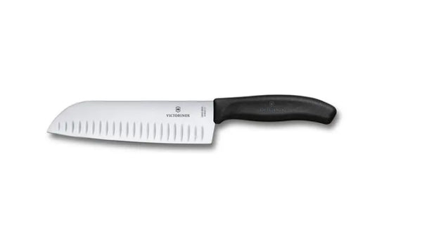 Classic 17cm Fluted Santoku Knife Black