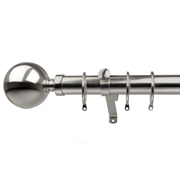 Viscount 28mm Brushed Steel Curtain Pole with Ball Finials