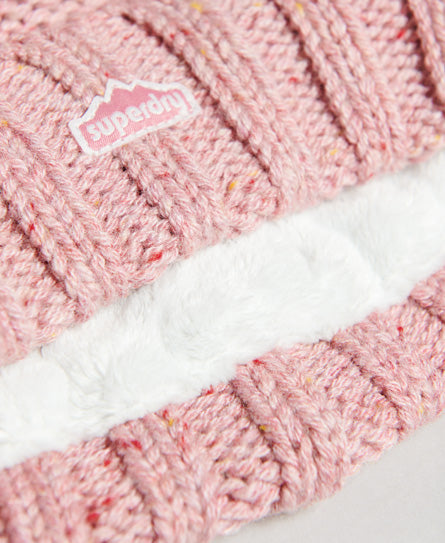 Cable Knit Beanie - Rose Tweed
