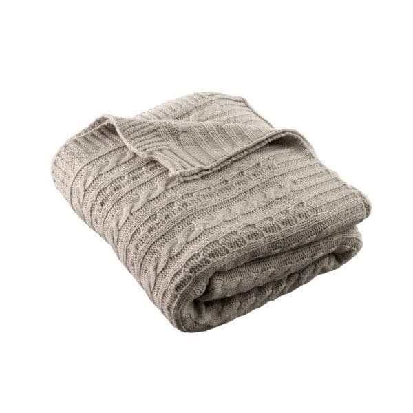 Aran Knit Throw - Cool Grey