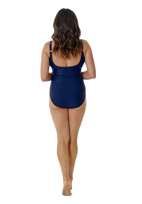 Chloe Mock Wrap Swimsuit - Navy
