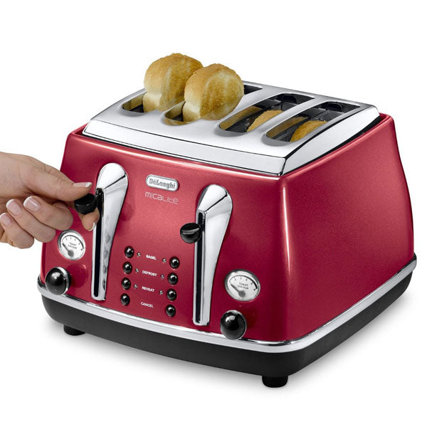 Delonghi Icona Micalite 4 Slice Toaster - Red