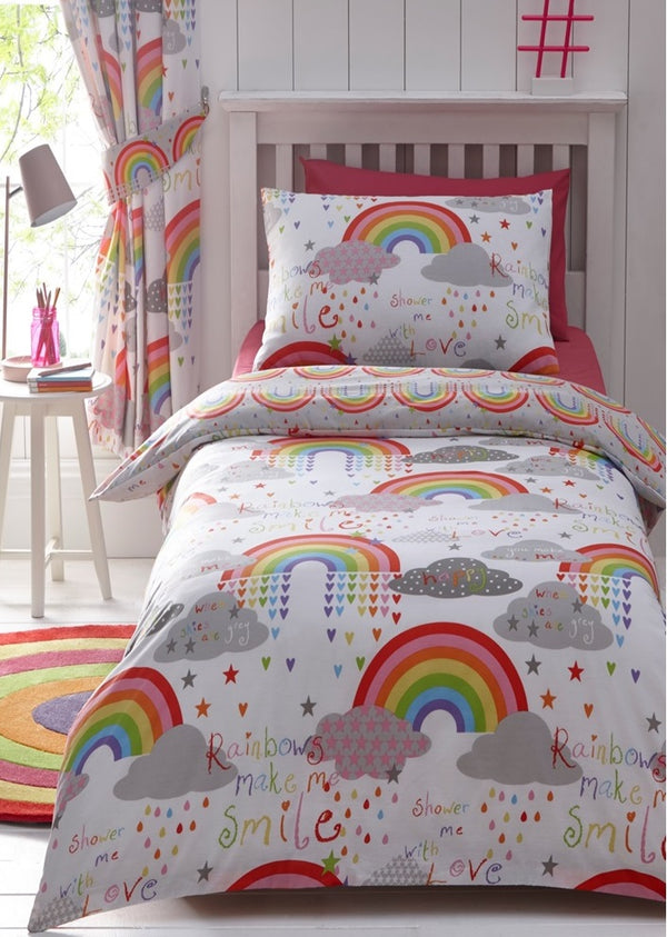 Kid's Club Clouds and Rainbows Pencil Pleat Lined Curtains 168 x 183cm