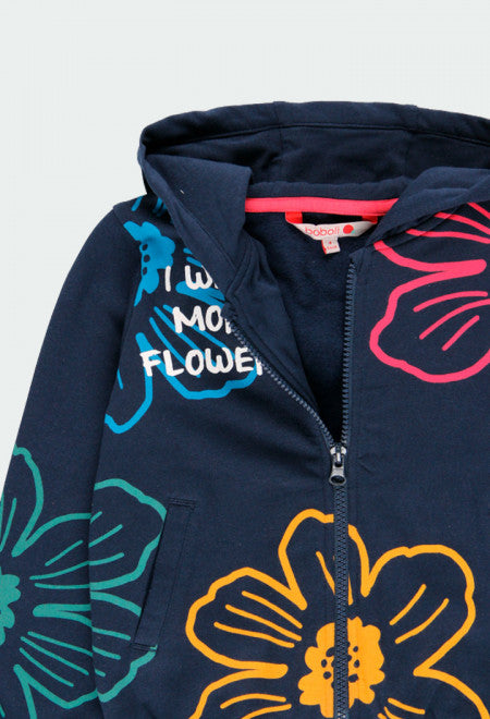 Floral Fleece Jacket - Navy