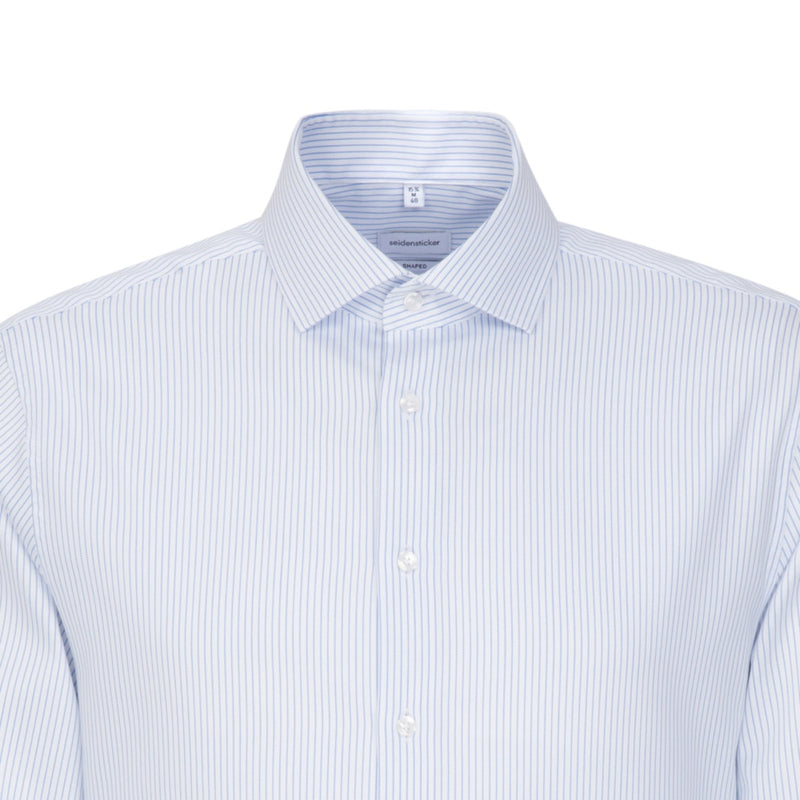 Shaped Striped Long Sleeve Shirt - Blue