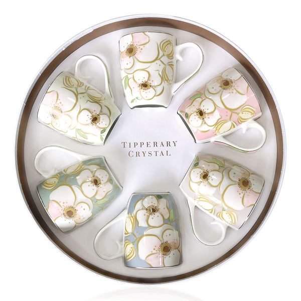 Tipperary Crystal Hat Box Set of 6 Mugs - Garden House