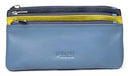 Zip Top Coin Purse - Blue, Navy & Yellow