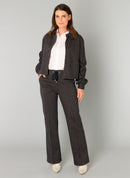 Nayla Essential Herringbone Trouser - Dark Navy Melange