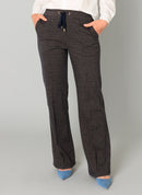 Nayla Essential Herringbone Trouser - Dark Navy Melange