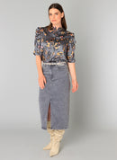 Betsy Floral Blouse - Steel Grey/multi