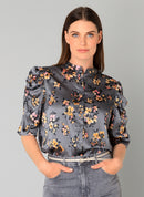 Betsy Floral Blouse - Steel Grey/multi
