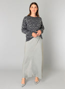 Braelyn Print Round Neck Jumper - Dark Grey Melange