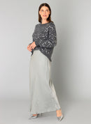 Braelyn Print Round Neck Jumper - Dark Grey Melange