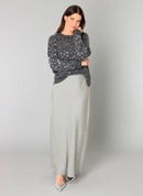 Braelyn Print Round Neck Jumper - Dark Grey Melange