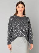 Braelyn Print Round Neck Jumper - Dark Grey Melange