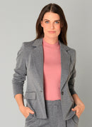 Barbara Flap Pocket Blazer - Dark Grey Melange