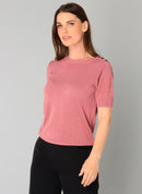 Benjamine Button Shoulder T-Shirt - Dark Rose