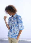 Ragin Essential Print Shirt - Uniform Blue/off White