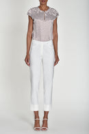 Bella Turn Up 3/4 Length Trouser - Cream