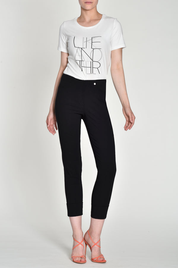 Bella TurnUp 3/4 Len Trouser - Black