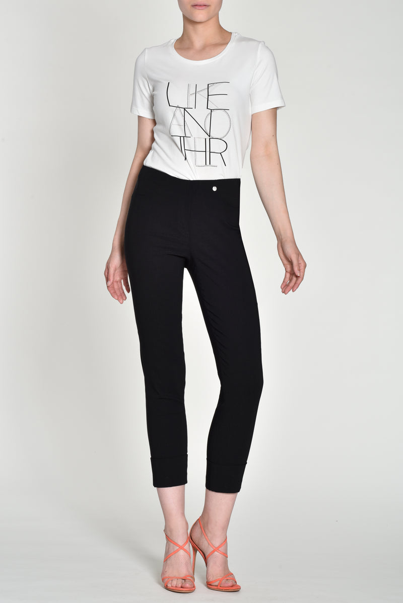 Bella TurnUp 3/4 Len Trouser - Black