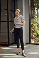 Bella Turn Up 3/4 Length Trouser - Black