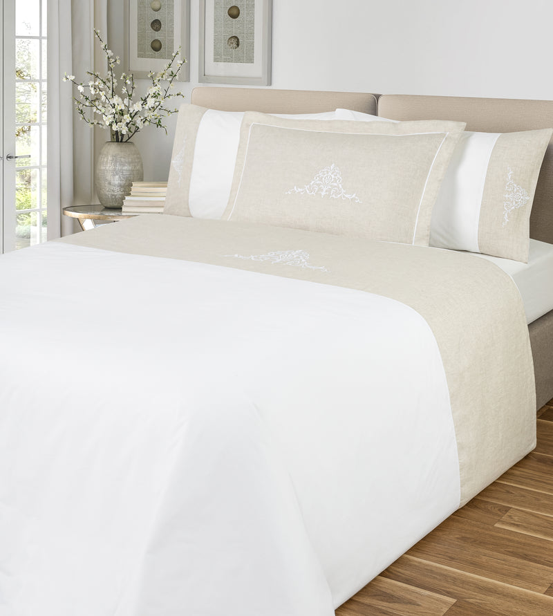 Emer Linen Duvet Cover Set - White