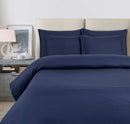 Jacquard Geo Sateen Duvet Cover Set - Navy