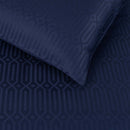 Jacquard Geo Sateen Duvet Cover Set - Navy