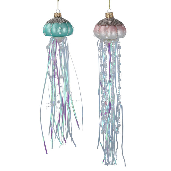 Pastel Glass Tinsel Jelly Fish Decoration