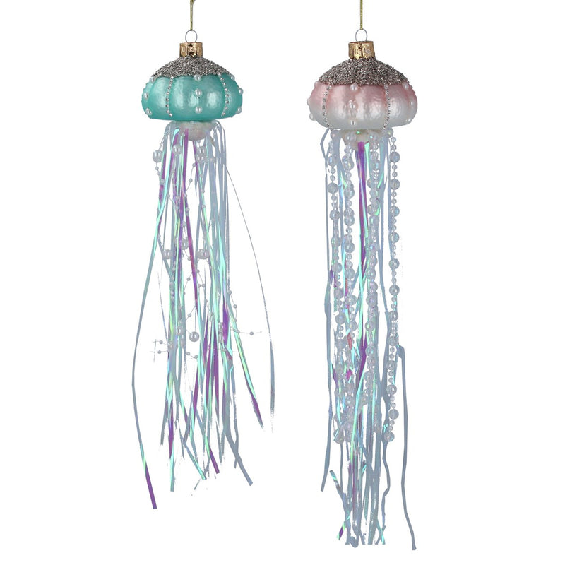 Pastel Glass Tinsel Jelly Fish Decoration