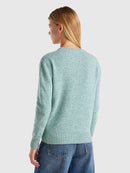 Shetland Wool Round Neck Jumper - Green