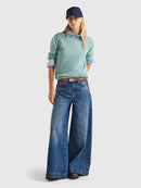 Shetland Wool Round Neck Jumper - Green