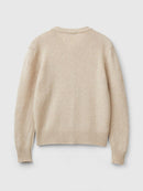 Melange Round Neck Wool Cardigan - Sand