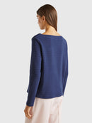 BeSailor Rope Motif Boat Neck Jumper - Navy