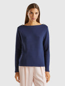 BeSailor Rope Motif Boat Neck Jumper - Navy