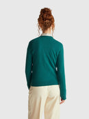 Basic 100Pc Virgin Round Neck Jumper - Green