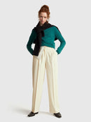 Basic 100Pc Virgin Round Neck Jumper - Green