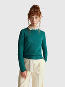 Basic 100Pc Virgin Round Neck Jumper - Green