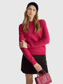 Basic 100Pc Virgin Round Neck Jumper - Magenta